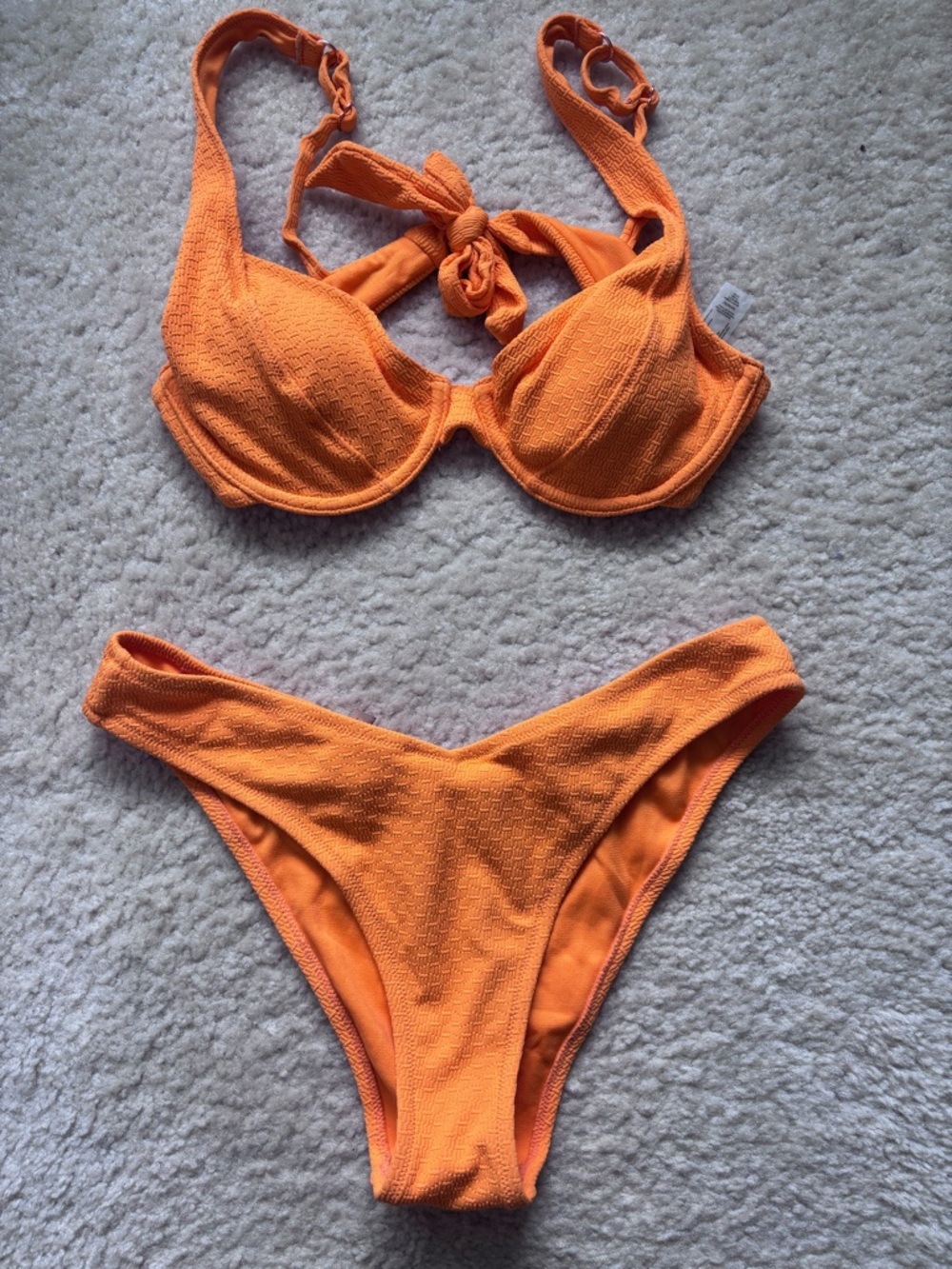 Raisins Bright Orange Textured Bikini Piece